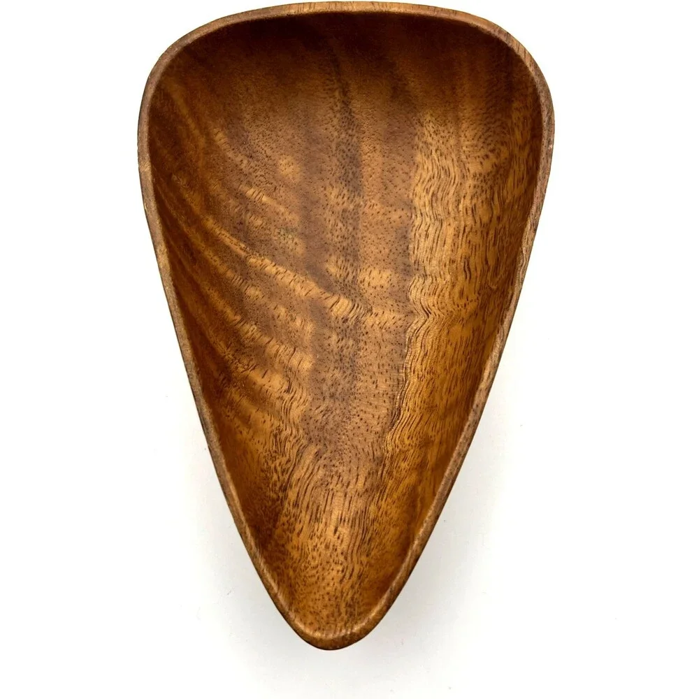 Vintage Carved Wood Bowl Teardrop Organic Modernist Minimalist Trinket Dish 6